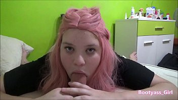 Play Plump Teen With Pink Gair and Big Eyes Suck Cock
