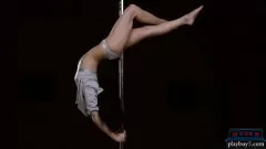 Play Hairy Petite Brunette's Solo Pole Dance