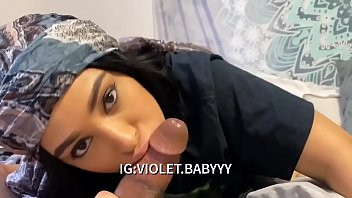 Play Little Violet having fun sucking fat cock